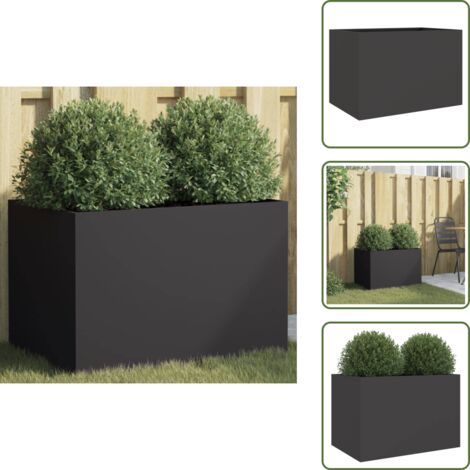 Fioriera per balcone - vidaXL Fioriera Nera 62x30x29 cm in Acciaio - Fioriera per patio