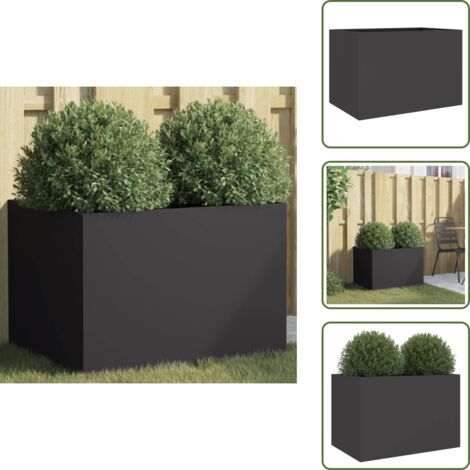 Fioriera per balcone - vidaXL Fioriera Nera 62x47x46 cm in Acciaio - Fioriera per patio