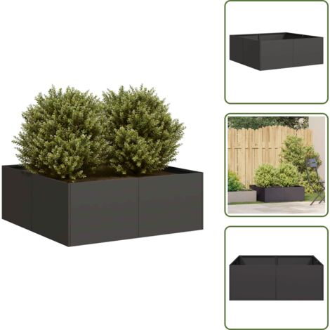 Fioriera per balcone - vidaXL Fioriera Nera 80x80x30 cm in Acciaio - Fioriera per patio