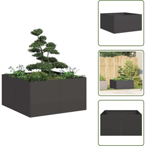 Fioriera per balcone - vidaXL Fioriera Nera 80x80x40 cm in Acciaio Laminato a Freddo - Fioriera per patio