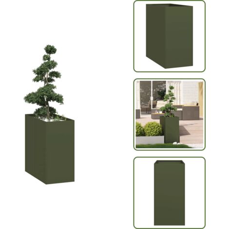 Fioriera per balcone - vidaXL Fioriera Verde Oliva 40x80x80 cm in Acciaio - Fioriera per patio