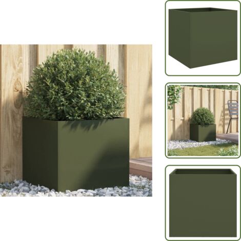 Fioriera per balcone - vidaXL Fioriera Verde Oliva 42x40x39 cm in Acciaio - Fioriera per patio