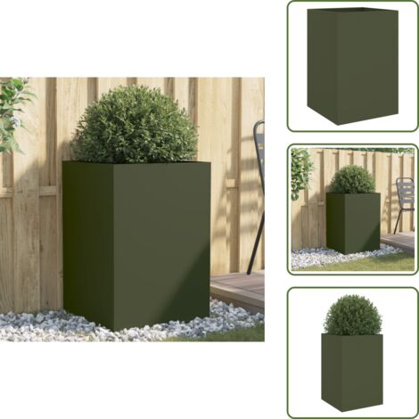 Fioriera per balcone - vidaXL Fioriera Verde Oliva 52x48x75 cm in Acciaio - Fioriera per patio