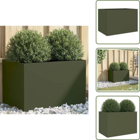 Fioriera per balcone - vidaXL Fioriera Verde Oliva 62x30x29 cm in Acciaio - Fioriera per patio