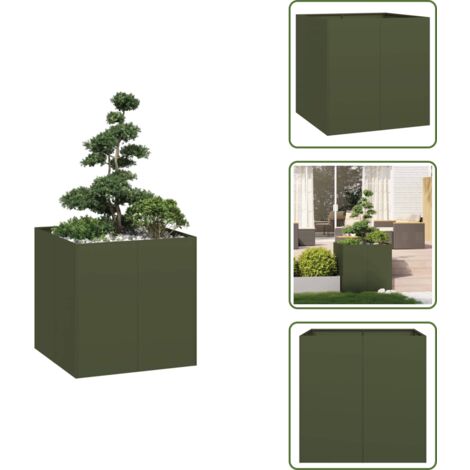Fioriera per balcone - vidaXL Fioriera Verde Oliva 80x80x80 cm in Acciaio - Fioriera per patio