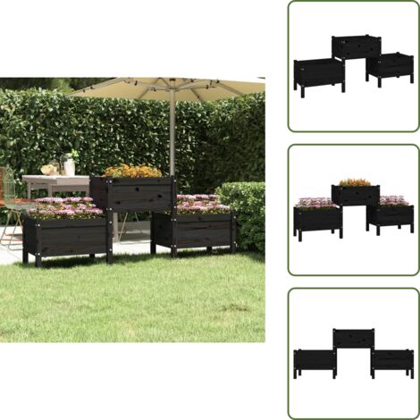 Fioriera per erbe aromatiche - vidaXL Fioriera Nera 178,5x44x75 cm in Legno Massello di Pino - Fioriera per verdure