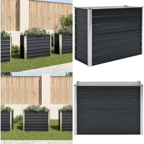 Fioriera per Giardino Antracite 100x40x77 cm in Acciaio Zincato - Letto rialzato - Acciaio zincato