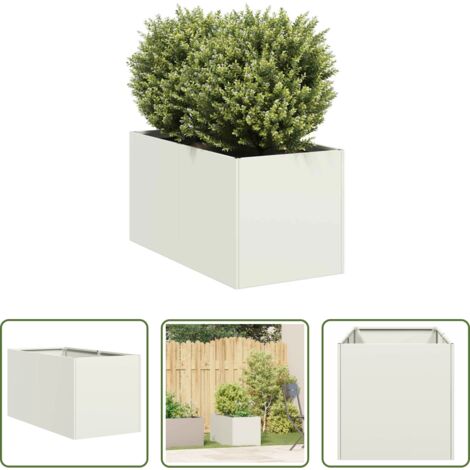 Fioriera per giardino - Fioriera Bianca 40x80x40 cm in Acciaio Laminato a Freddo