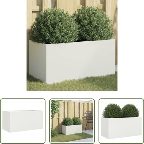 Fioriera per giardino - Fioriera Bianca 62x30x29 cm in Acciaio