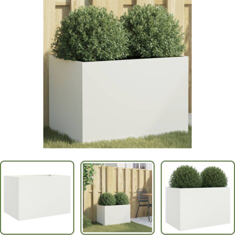 Fioriera per giardino - Fioriera Bianca 62x30x29 cm in Acciaio
