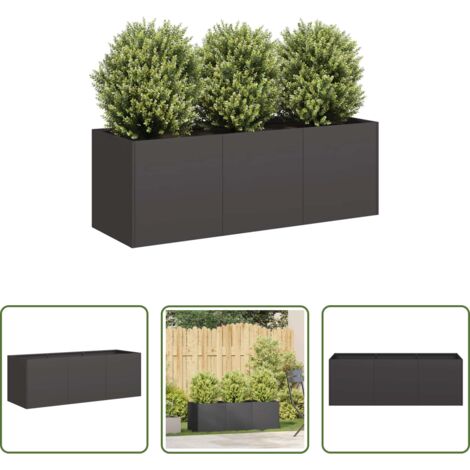Fioriera per giardino - Fioriera Nera 120x40x40 cm Acciaio Laminato a Freddo