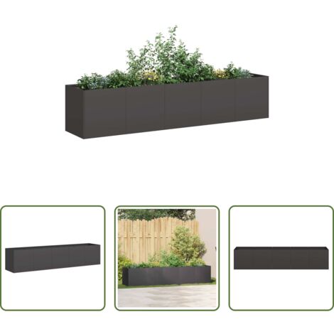 Fioriera per giardino -  Fioriera Nera 200x40x40 cm Acciaio Laminato a Freddo