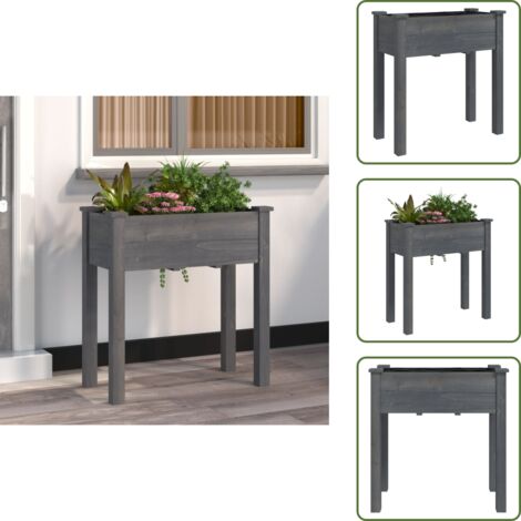 Fioriera per giardino - vidaXL Fioriera con Fodera Grigia 71x37x76 cm Legno Massello di Abete - Fioriera per balcone