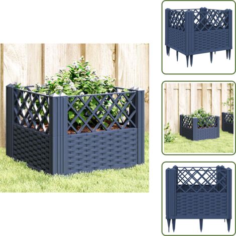Fioriera per ortaggi - vidaXL Fioriera Giardino Picchetti Grigio Blu 43,5x43,5x43,5 cm PP - Fioriera per erbe aromatiche
