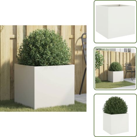 Fioriera per patio - vidaXL Fioriera Bianca 49x47x46 cm in Acciaio - Fioriera decorativa