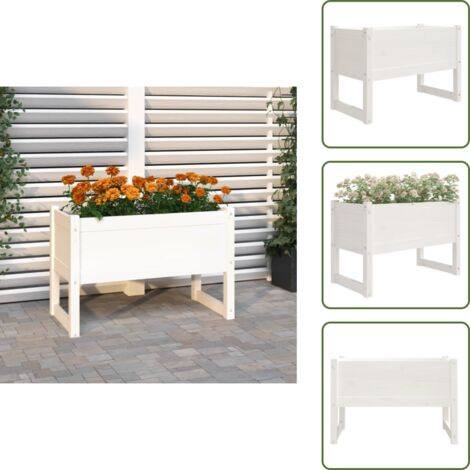 Fioriera per patio - vidaXL Fioriera Bianca 78x40x52 cm in Legno Massello di Pino - Fioriera in pino
