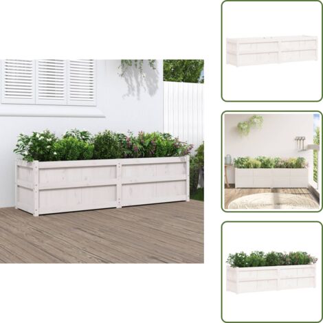 Fioriera per patio - vidaXL Fioriera da Giardino Bianca 180x50x50 cm Legno Massello di Pino - Fioriera per balcone