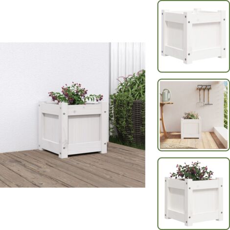 Fioriera per patio - vidaXL Fioriera da Giardino Bianca 31x31x31 cm Legno Massello di Pino - Fioriera per balcone