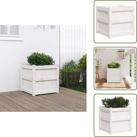 Fioriera per patio - vidaXL Fioriera da Giardino Bianca 50x50x50 cm Legno Massello di Pino - Fioriera per balcone