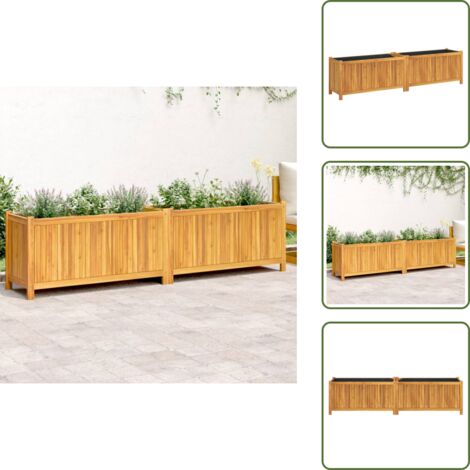 Fioriera per patio - vidaXL Fioriera Giardino con Rivestimento 199x38,5x50 Massello Acacia - Fioriera per balcone