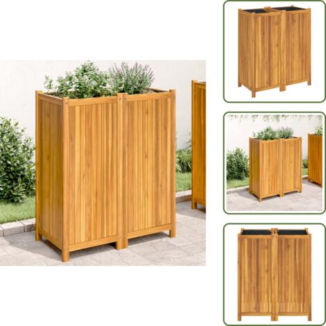 Fioriera per patio - vidaXL Fioriera Giardino con Rivestimento 84x42x100 cm Massello Acacia - Fioriera per balcone