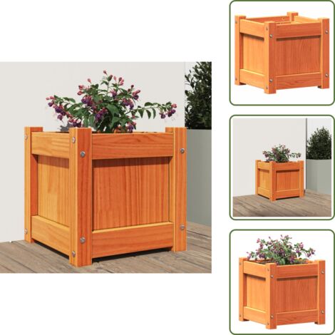 Fioriera per patio - vidaXL Fioriera Giardino Marrone Cera 31x31x31 cm Legno Massello Pino - Fioriera per balcone