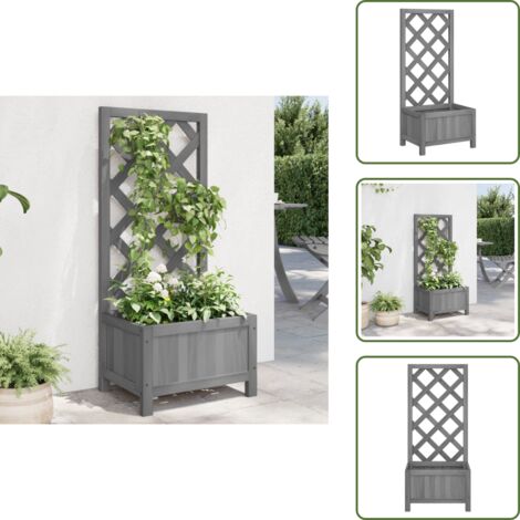 Fioriera per piante rampicanti - vidaXL Fioriera con Traliccio Grigia in Legno Massello di Abete - Fioriera per ortaggi