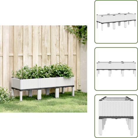 Fioriera per piante rampicanti - vidaXL Fioriera da Giardino con Gambe Bianco 120x40x42 cm in PP - Fioriera con fondo elevato