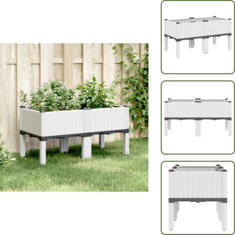 Fioriera per piante rampicanti - vidaXL Fioriera da Giardino con Gambe Bianco 80x40x42 cm in PP - Fioriera per ortaggi