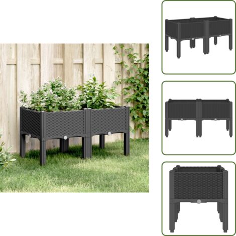 Fioriera per piante rampicanti - vidaXL Fioriera da Giardino con Gambe Nera 80x40x42 cm in PP - Fioriera per patio