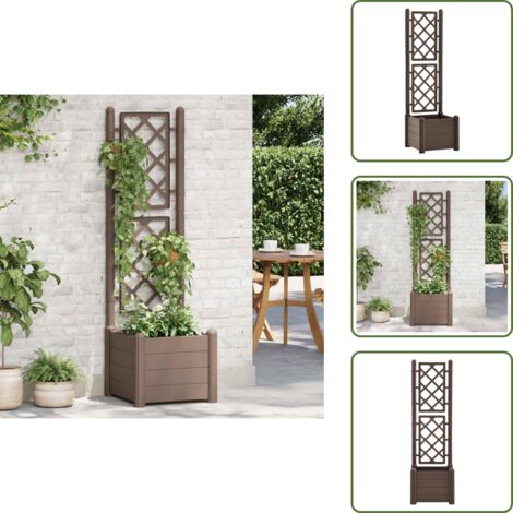 Fioriera per piante rampicanti - vidaXL Fioriera da Giardino con Graticcio 43x43x142 cm PP Mocca - Fioriera da esterno