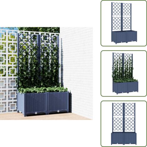 Fioriera per piante rampicanti - vidaXL Fioriera da giardino con traliccio blu grigio 80x40x136 cm PP - Fioriera per pomodori