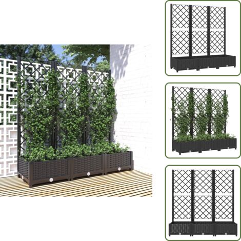 Fioriera per piante rampicanti - vidaXL Fioriera da giardino con traliccio nera 120x40x121,5 cm PP - Fioriera per pomodori