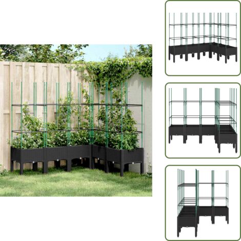 Fioriera per piante rampicanti - vidaXL Fioriera da Giardino con Traliccio Nera 160x120x142,5 cm in PP - Fioriera in polipropilene