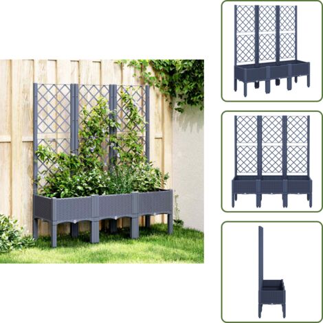 Fioriera per piante rampicanti - vidaXL Fioriera Giardino con Traliccio Grigio Blu 120x40x142 cm PP - Fioriera in polipropilene