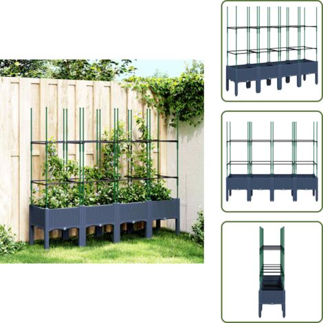 Fioriera per piante rampicanti - vidaXL Fioriera Giardino con Traliccio Grigio Blu 160x40x142,5 cm PP - Fioriera in polipropilene