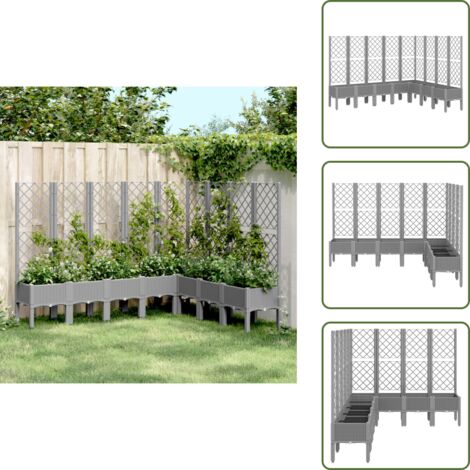 Fioriera per piante rampicanti - vidaXL Fioriera Giardino con Traliccio Grigio Chiaro 200x160x142 cm PP - Fioriera in polipropilene