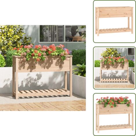Fioriera per piante - vidaXL Fioriera con Mensola 111,5x34,5x81 cm in Legno Massello di Pino - Fioriera per verdure