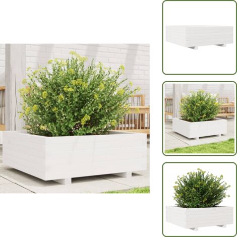 Fioriera per piante - vidaXL Fioriera da Giardino Bianca 70x70x26,5cm Legno Massello di Pino - Fioriera per fiori
