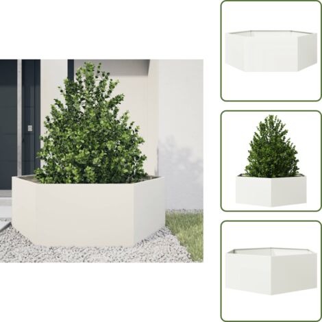 Fioriera per piante - vidaXL Fioriera da Giardino Bianca Esagono 138x120x45 cm in Acciaio - Fioriera per fiori