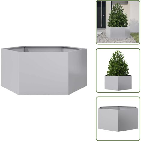 Fioriera per piante - vidaXL Fioriera da Giardino Esagono 104x90x45 cm in Acciaio Zincato - Fioriera per ortaggi