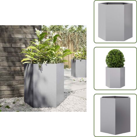 Fioriera per piante - vidaXL Fioriera da Giardino Esagono 46x40x45 cm in Acciaio Zincato - Fioriera per ortaggi