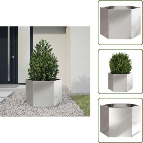 Fioriera per piante - vidaXL Fioriera da Giardino Esagono 69x60x45 cm in Acciaio Inox - Contenitore per piante