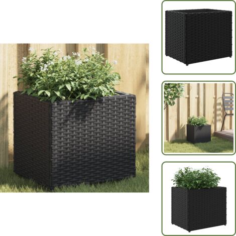 Fioriera per piante - vidaXL Fioriera da Giardino Nera 36x30x32 cm in Polyrattan - Fioriera per fiori