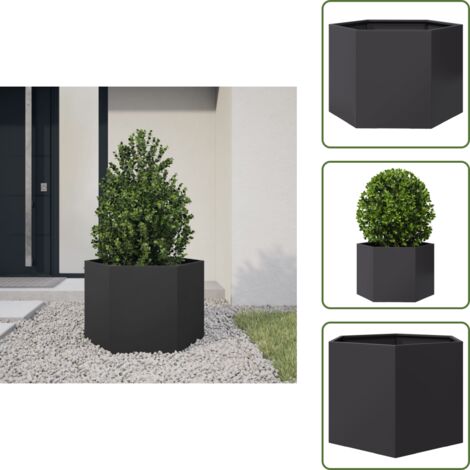 Fioriera per piante - vidaXL Fioriera da Giardino Nera Esagono 69x60x45 cm in Acciaio - Fioriera per erbe aromatiche