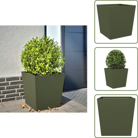 Fioriera per piante - vidaXL Fioriera da Giardino Verde Oliva 50x50x50 cm in Acciaio - Fioriera per fiori