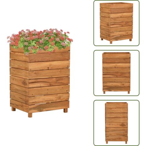 Fioriera per piante - vidaXL Letto Rialzato 50x40x72 cm Legno di Teak di Recupero e Acciaio - Fioriera per balcone