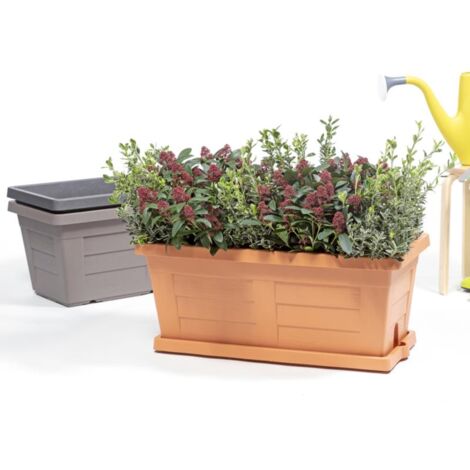 FIORIERA RETTANGOLARE cm  40 x 21,5 x 17 - cotto chiaro (con sottovaso)  - BAMA
