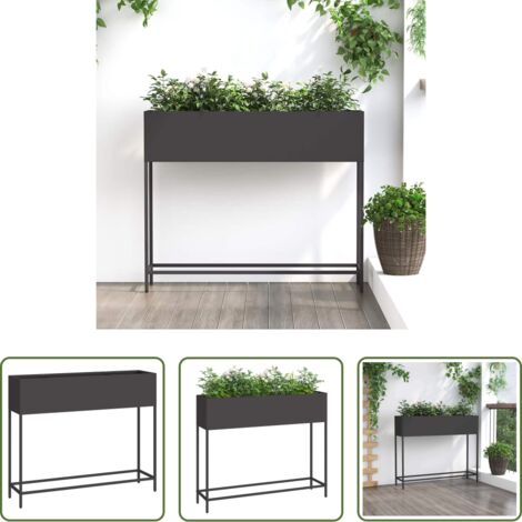 Fioriera rettangolare - Vaso da Giardino Rialzato Nero 100 x 26 x 82 cm Acciaio