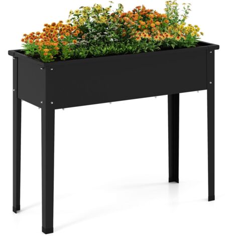 Fioriera rialzata 100 x 40 x 80 cm, in metallo con gambe, fori di drenaggio, per ortaggi, frutta e fiori, fioriera per interni/esterni